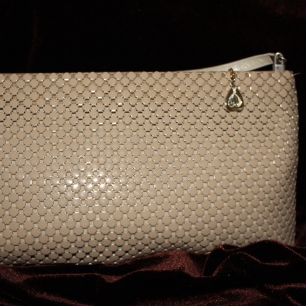 Whiting & Davis Beige Mesh Shoulder Bag